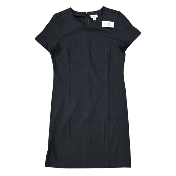 J. Crew NWT Black Short Sleeve Ponte Knit Dress Capsule Neutral Preppy CC791 - Picture 1 of 9